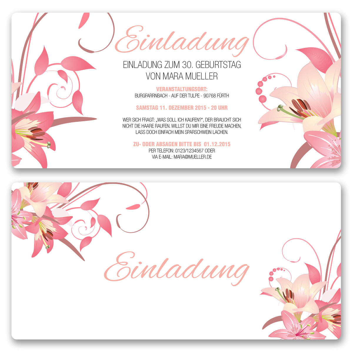 Einladungskarten Zum Geburtstag Als Eintrittskarte Ticket Einladung Karte Blumen Ebay